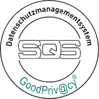 Dieses Bild zeigt das Logo von SQS - Zertifiziertes Datenschutzmanagementsystem